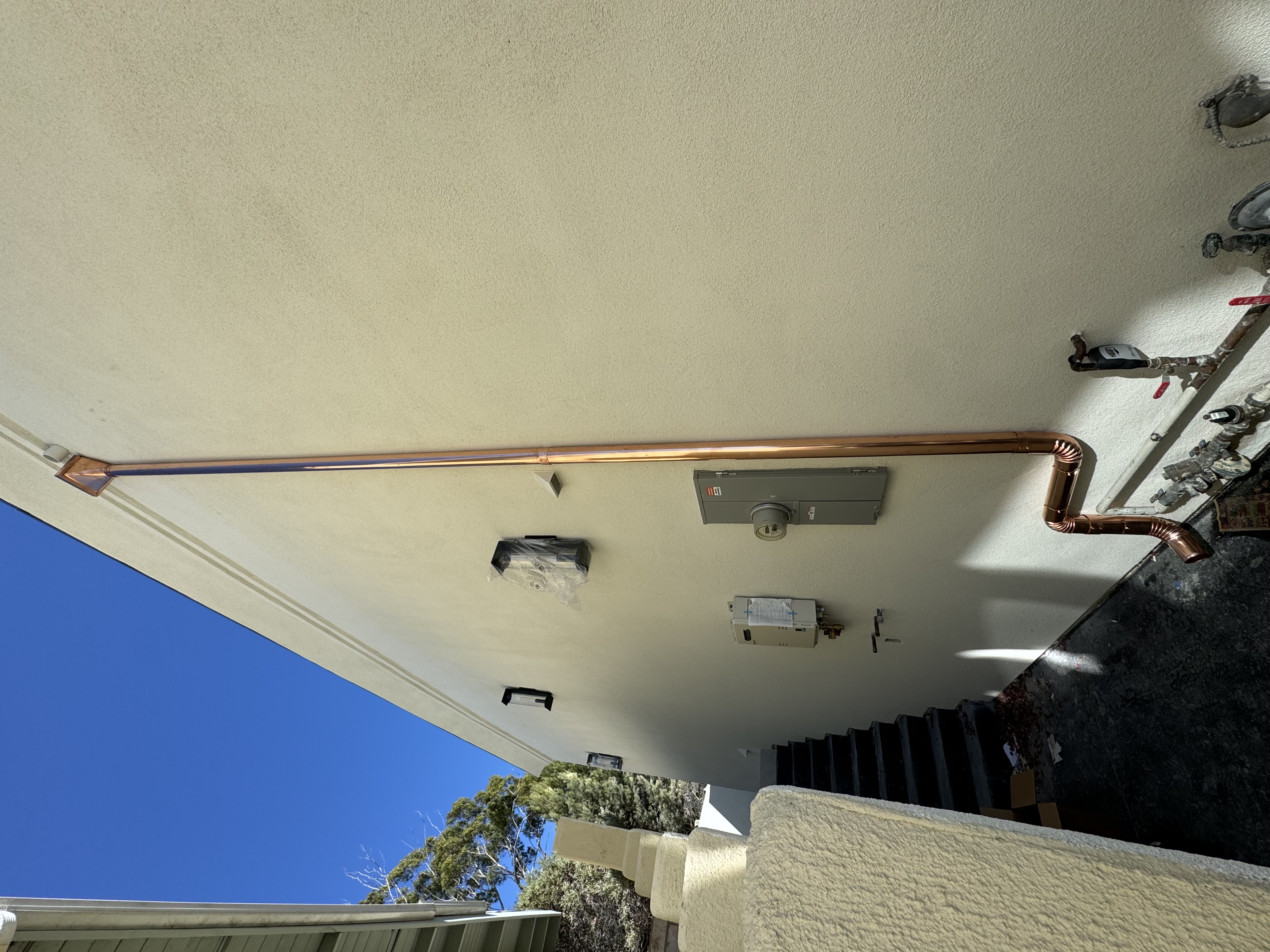 Custom copper downspout installation Orange County
